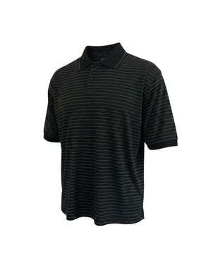 Marc Edwards Men's Black Multi-Color Striped Short Sleeve Polo Shirt